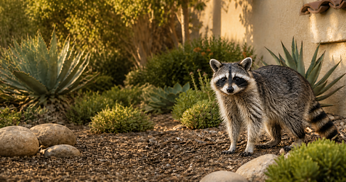 Raccoon outside near a Southern California home